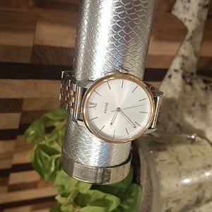 Fossil rose gold and silver watch